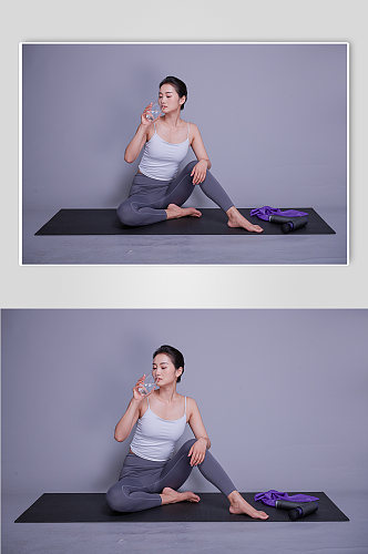瑜伽女生动作减肥瘦身人物摄影图