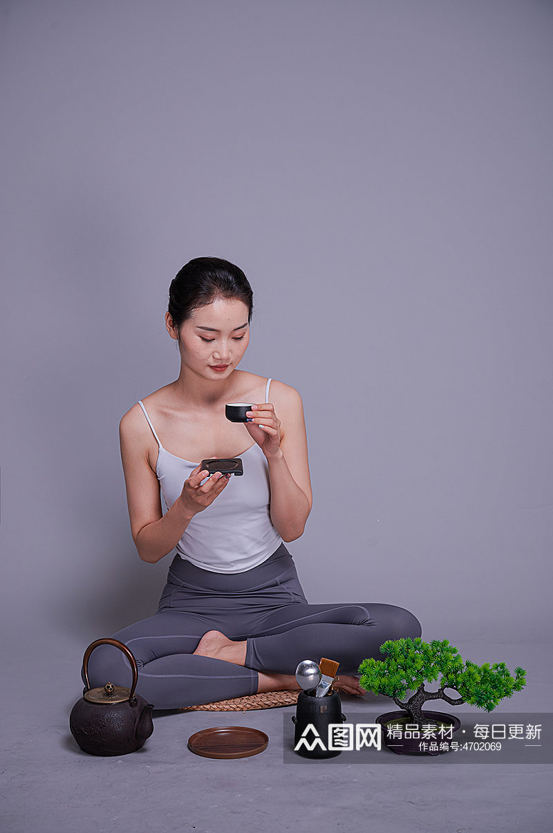 瑜伽放松茶文化茶叶茶馆品茶绿茶茶道摄影图素材