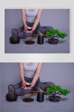 瑜伽放松茶文化茶叶茶馆品茶绿茶茶道摄影图