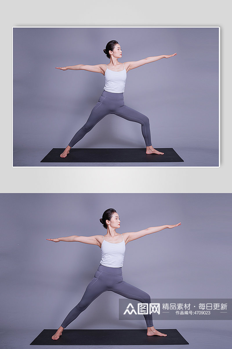 女生瑜伽动作教学健身瑜伽精修摄影图素材
