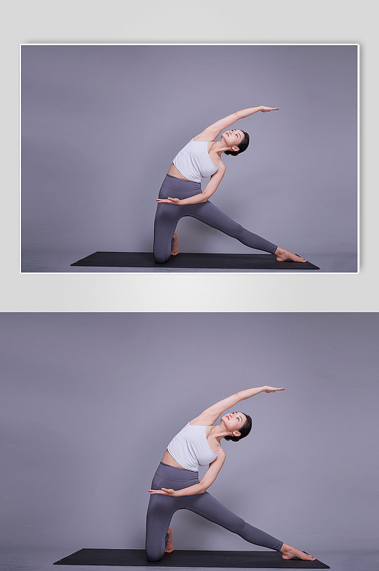 女生瑜伽动作教学健身瑜伽精修摄影图