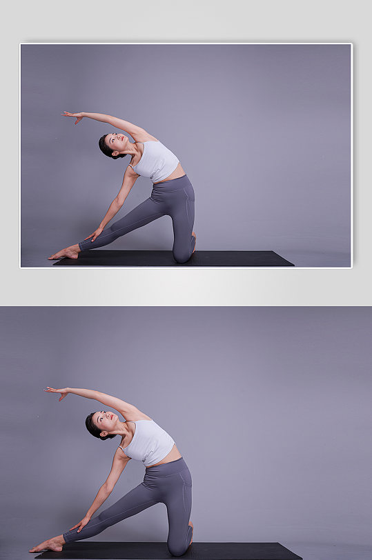 女生瑜伽动作教学健身瑜伽精修摄影图