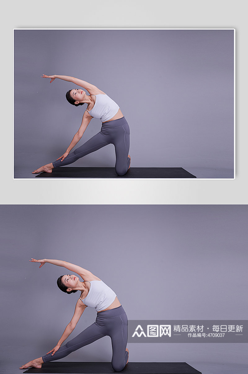 女生瑜伽动作教学健身瑜伽精修摄影图素材