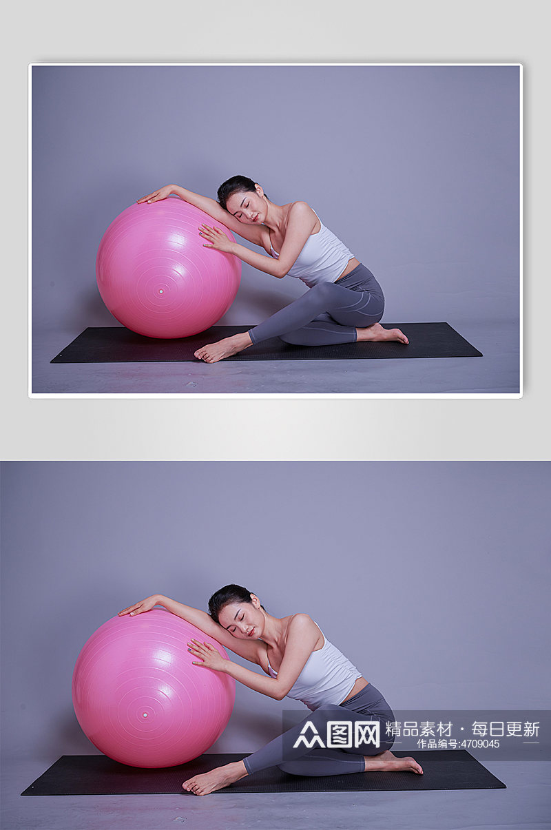 瑜伽人物动作瑜伽球姿势参考精修摄影图素材