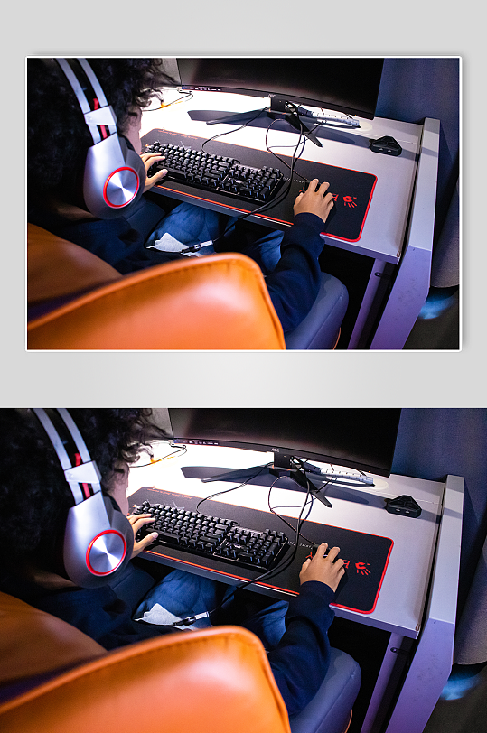 电竞网吧电竞素材电竞房光感摄影图