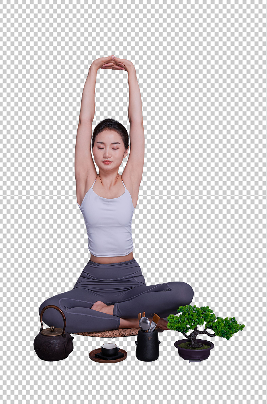 女性瘦身瑜伽美女泡茶人物免抠PNG摄影图素材