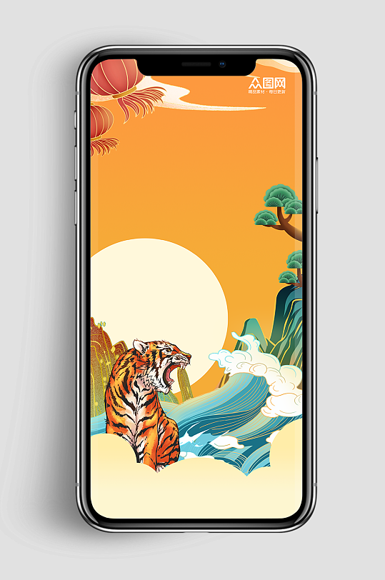 国潮风手绘背景图插画风背景-众图网