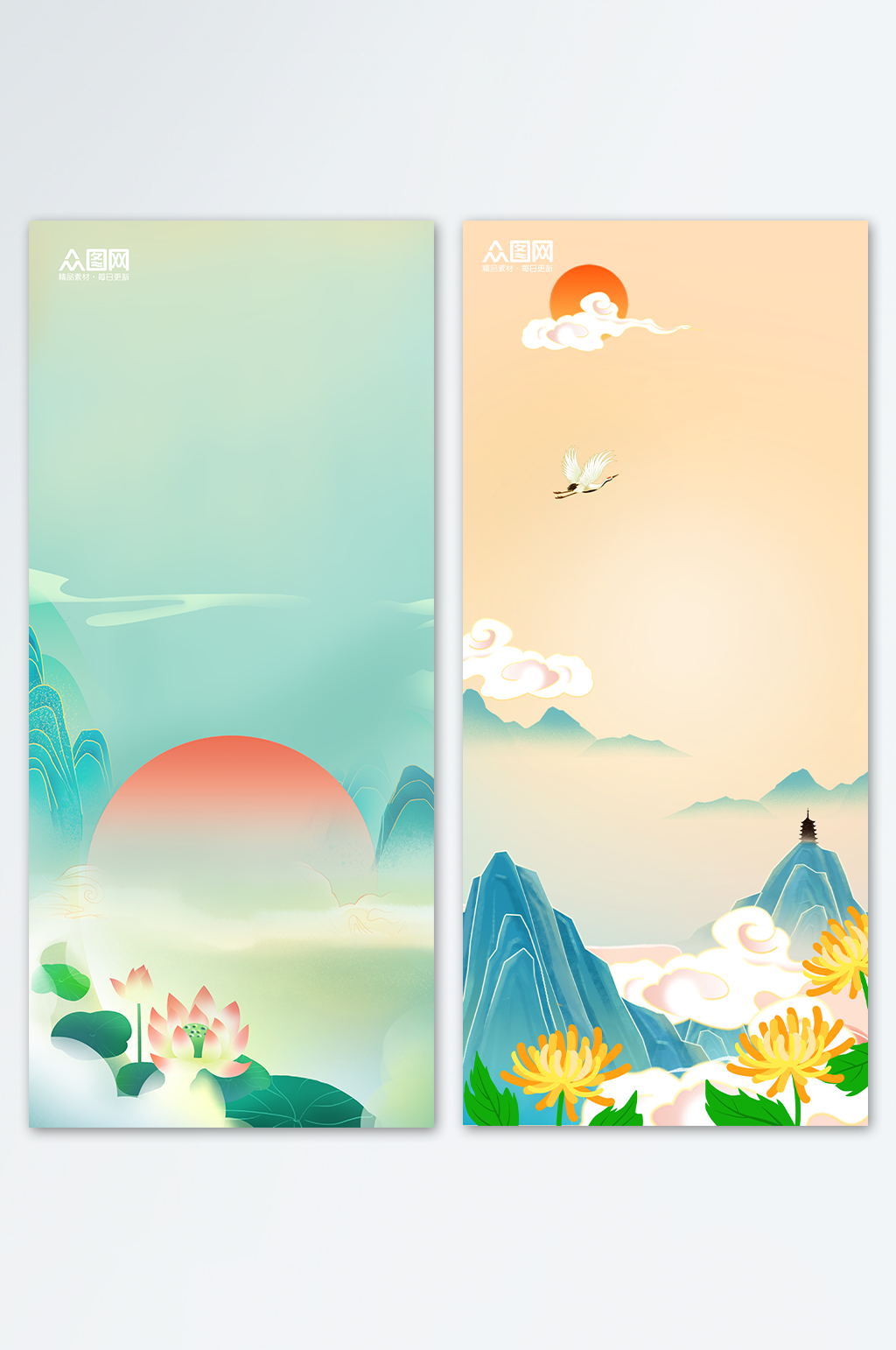 国潮风手绘背景图插画风背景素材