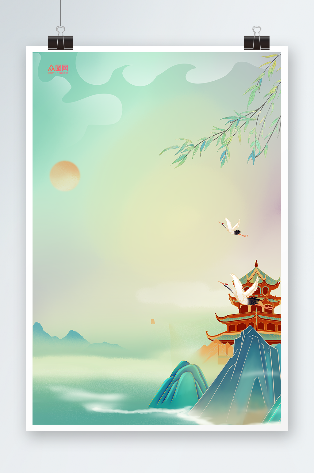 国潮风手绘背景图插画风背景素材