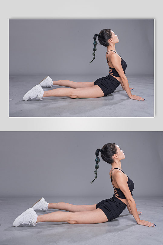 女生健身放松瑜伽精修摄影图照片