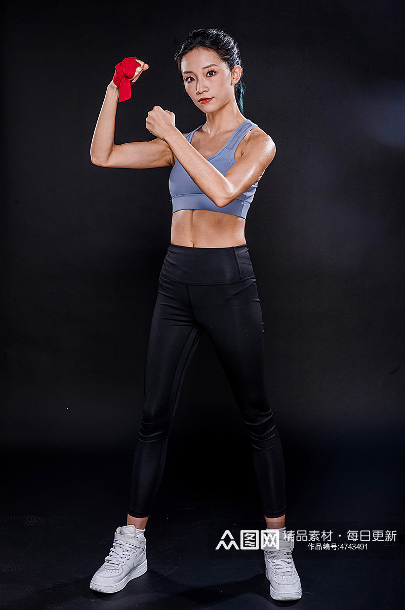 女生健身运动拳击精修摄影图照片素材