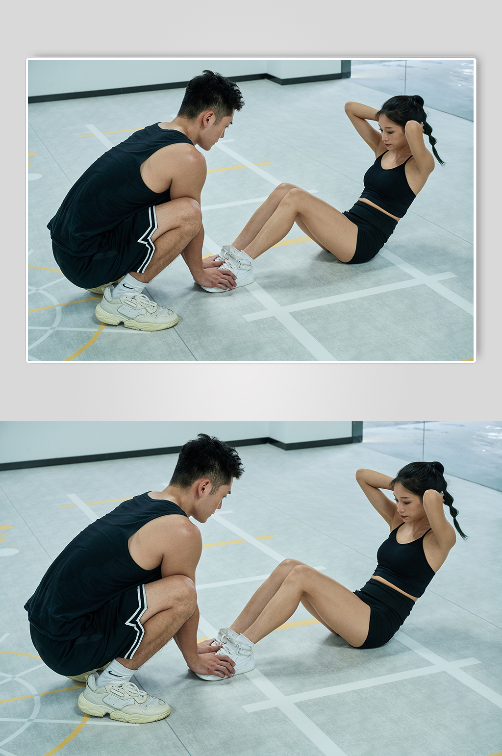 健身房男女双人健身运动精修摄影图照片素材
