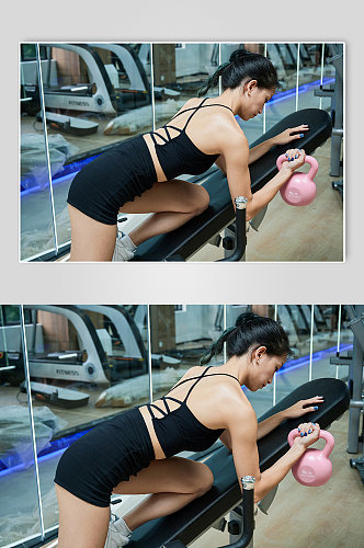 女健身教练运动健身房精修摄影图照片