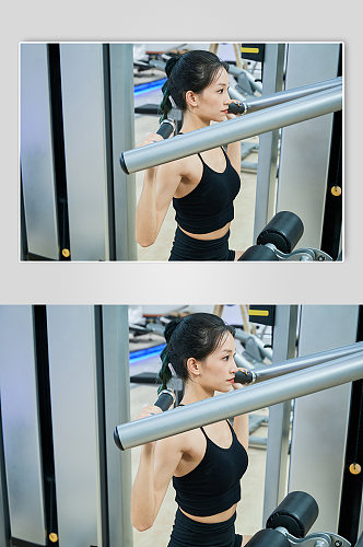 女健身教练运动健身房精修摄影图照片