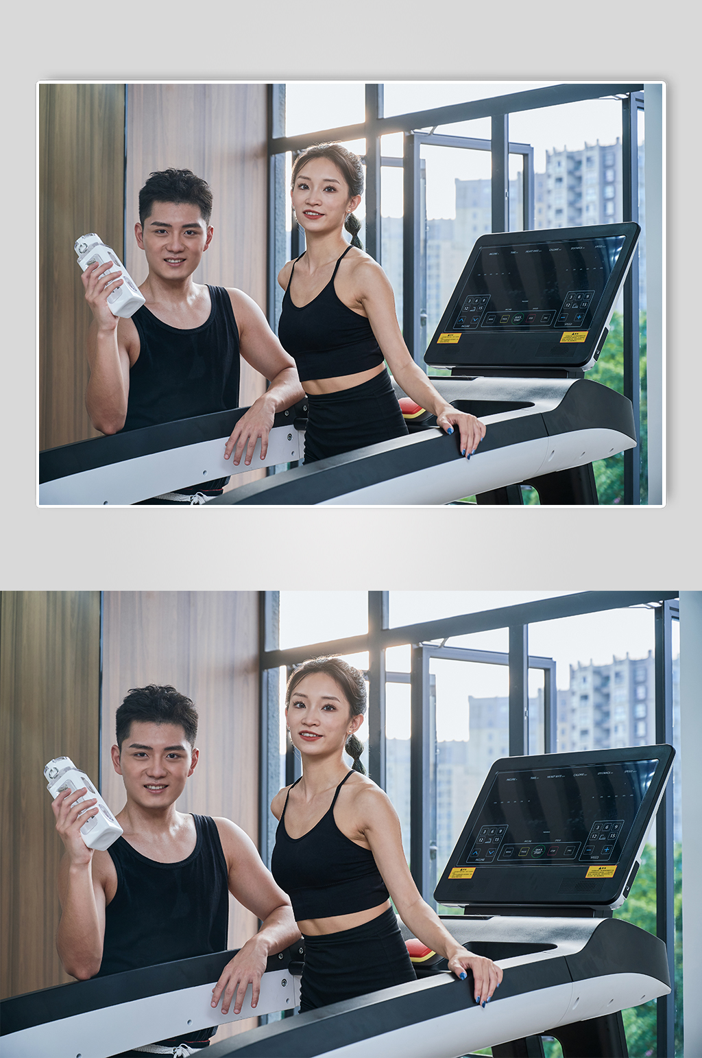 健身房男女双人健身运动精修摄影图照片素材