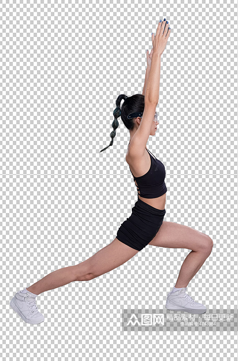 健身教练女生瑜伽热身摄影图照片免扣png素材