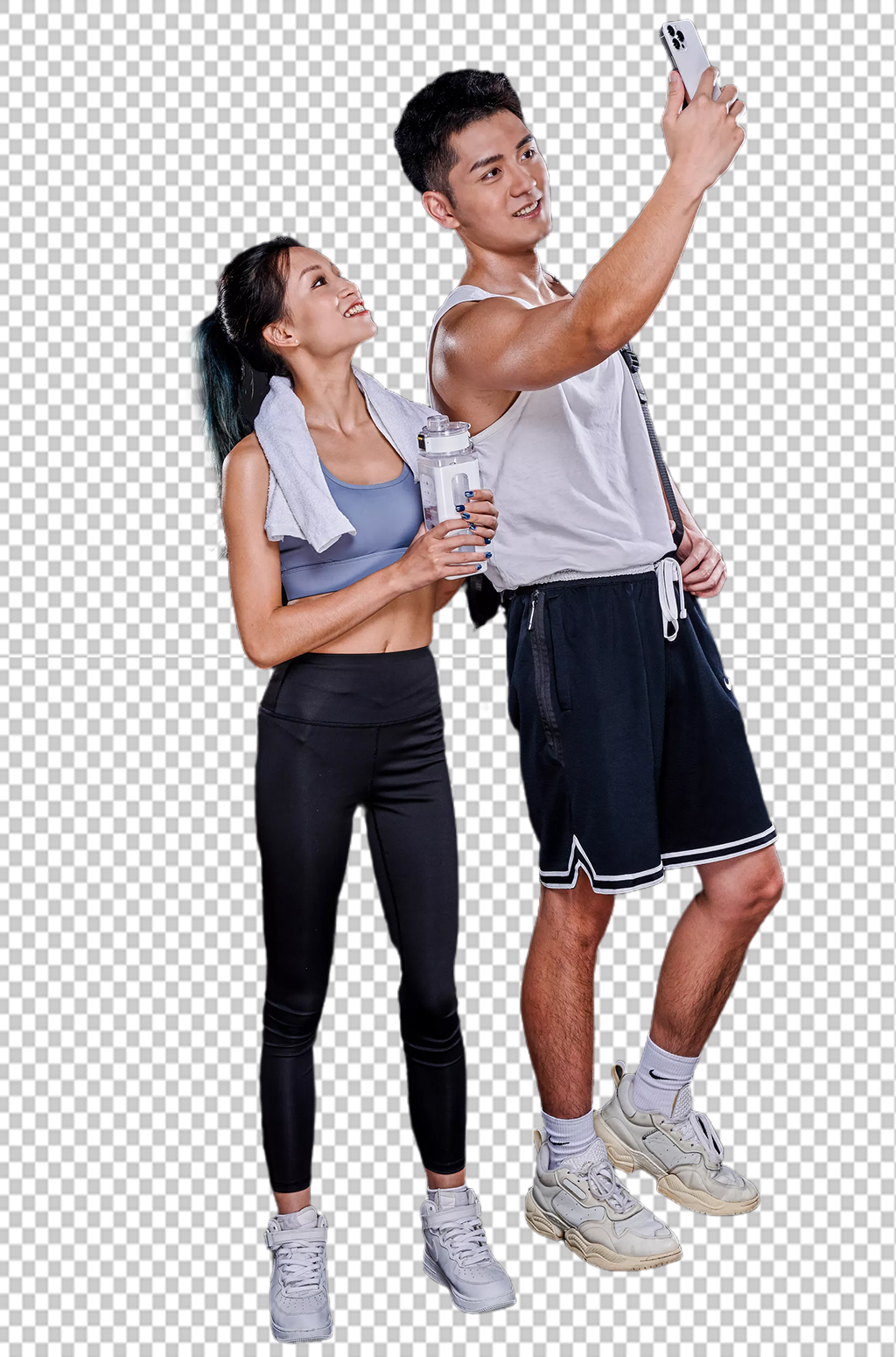 男女双人运动健身教练摄影图免扣png