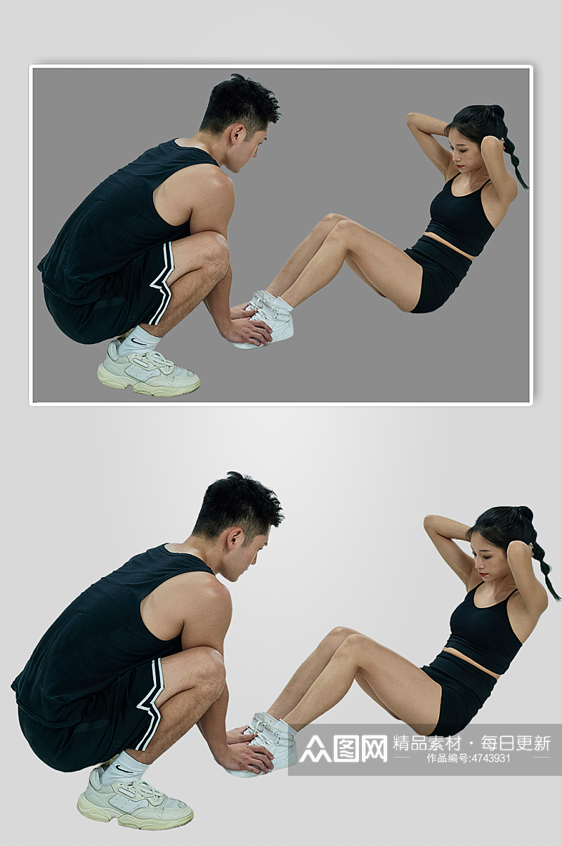 男女双人运动健身教练摄影图免扣png素材