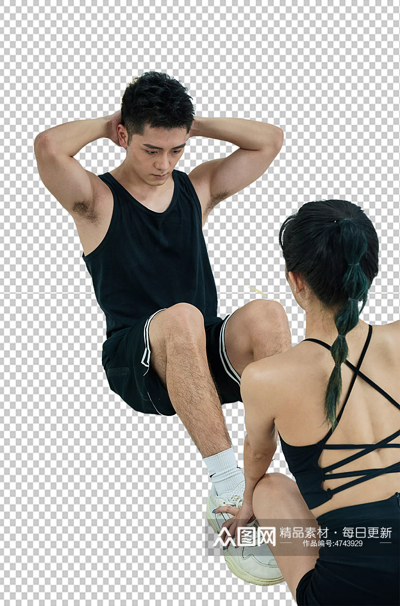 男女双人运动健身教练摄影图免扣png素材