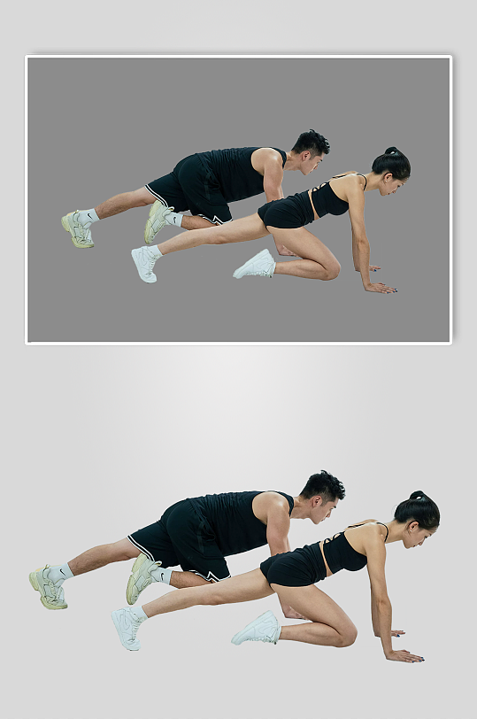 男女双人运动健身教练摄影图免扣png-众图网