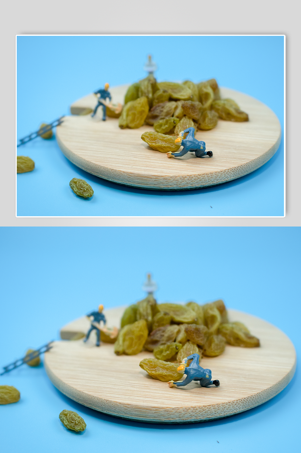 葡萄干炒货零食年货微缩小人摄影图素材