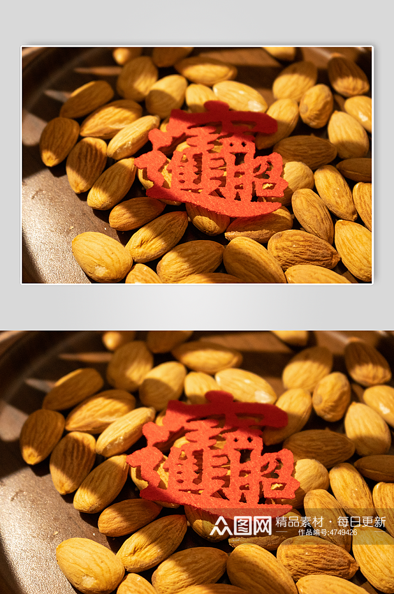 中国风巴旦木杏仁年货坚果干果摄影图照片素材