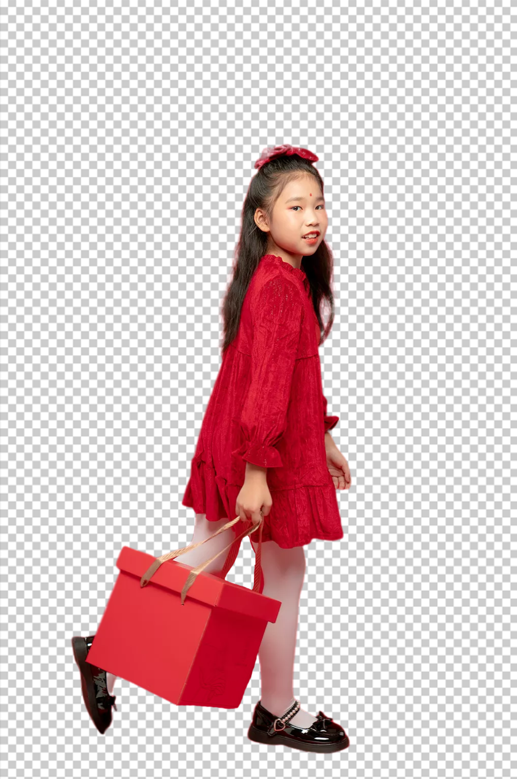 2023兔年送礼新年女孩摄影图免扣png素材