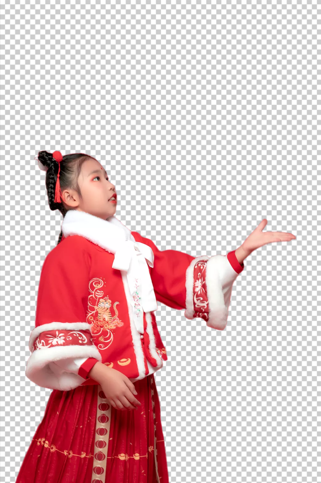 2023兔年古风拜年女孩摄影图免扣png素材