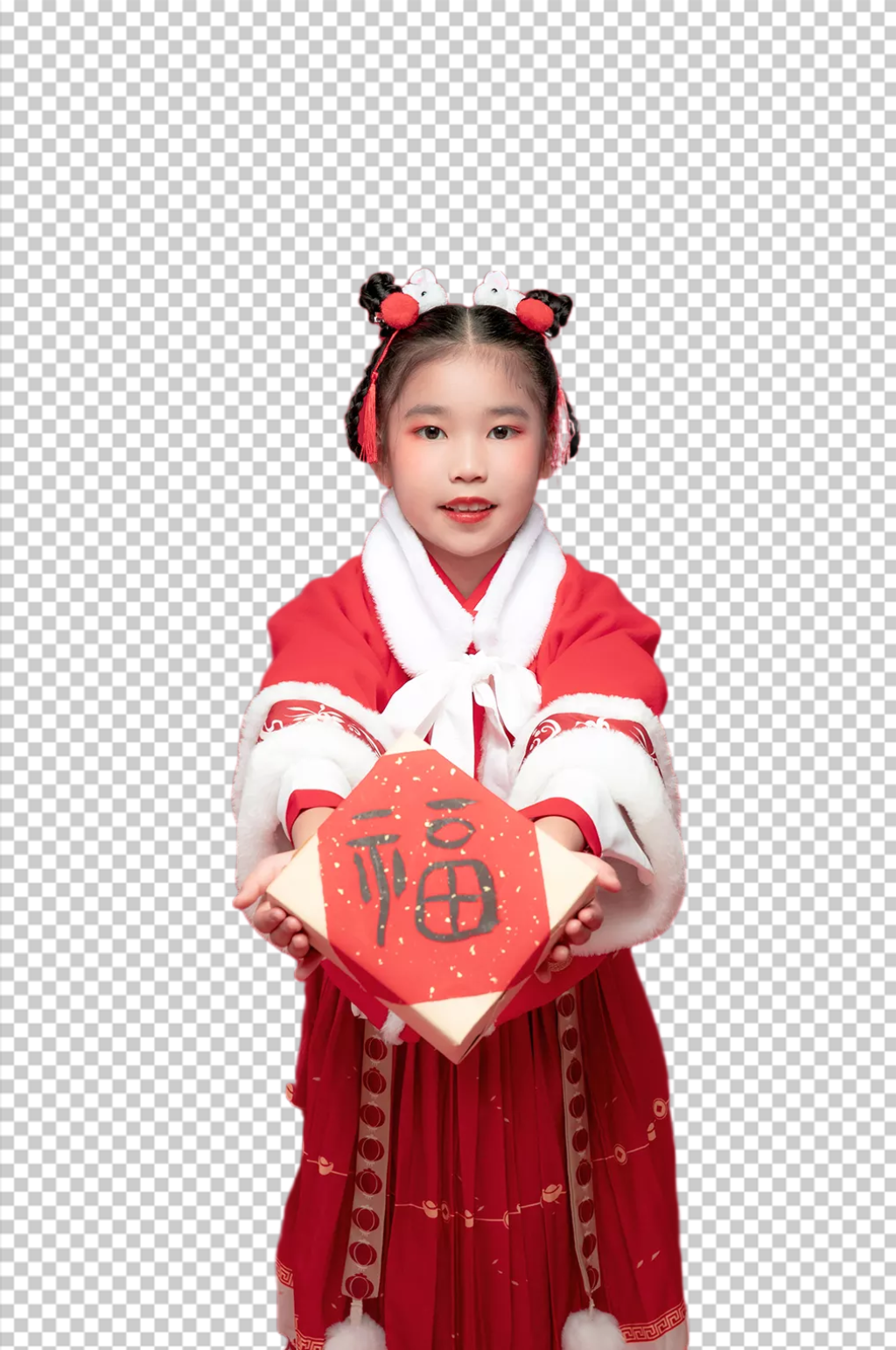 2023兔年春节拜年女孩摄影图免扣png素材
