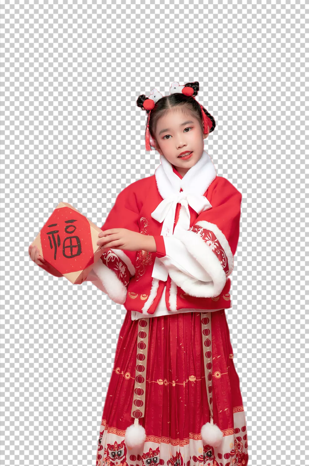 2023兔年春节拜年女孩摄影图免扣png素材