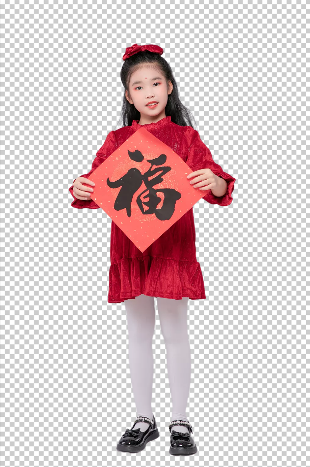 2023兔年对联新年女孩摄影图免扣png素材