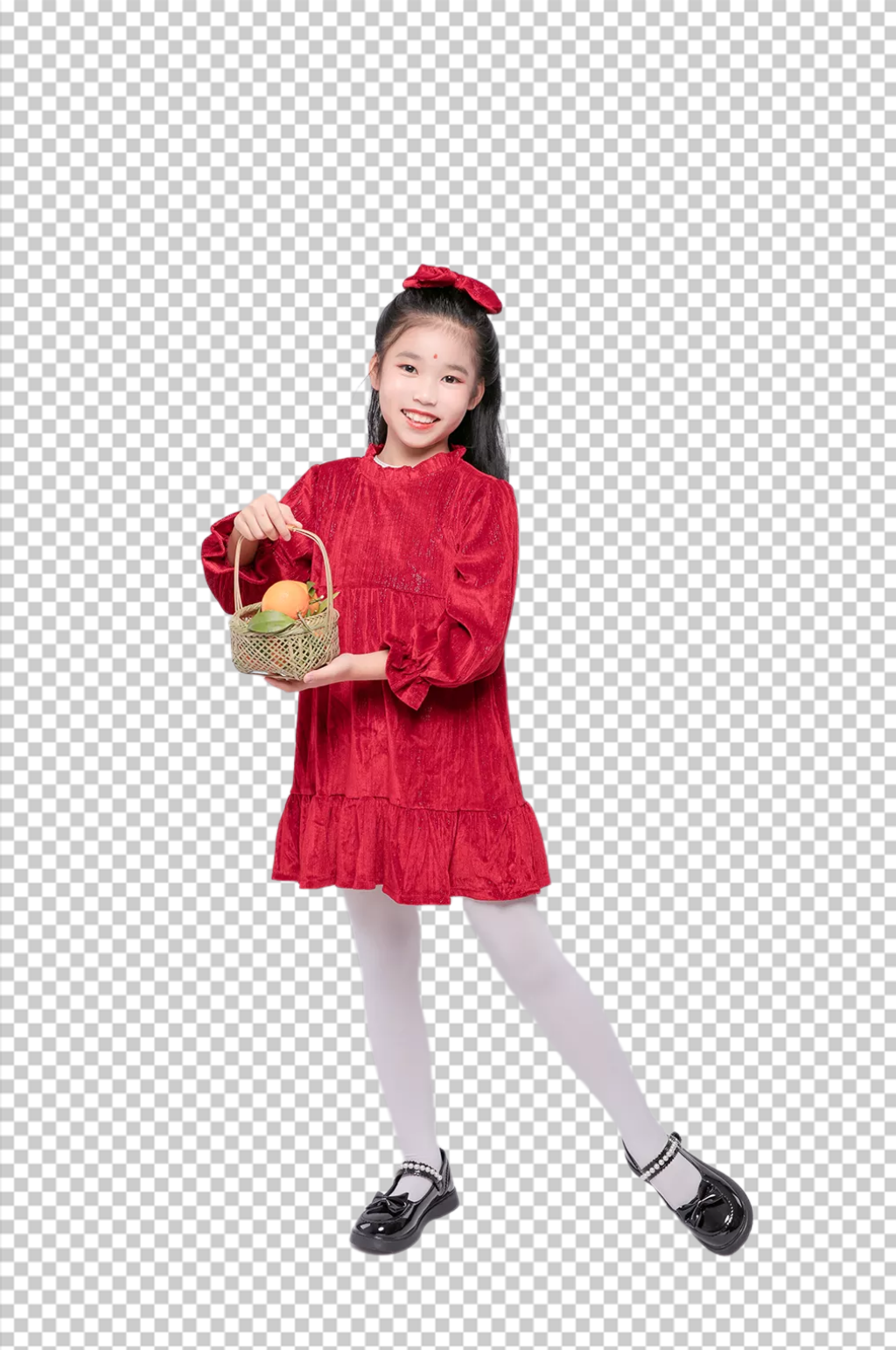 2023兔年新年拜年女孩摄影图免扣png素材