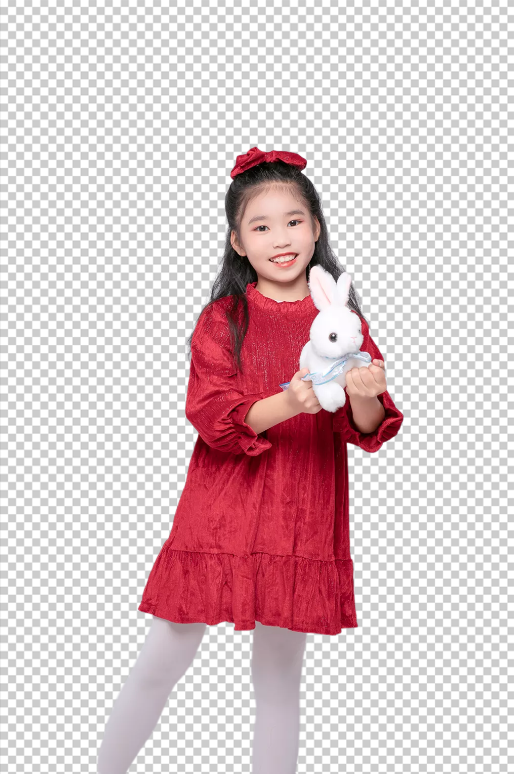 2023兔年新年拜年女孩摄影图免扣png素材