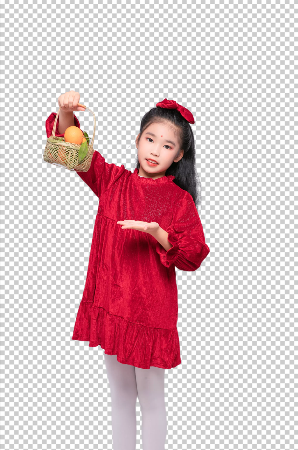 2023春节吃橘子女孩摄影图免扣png素材