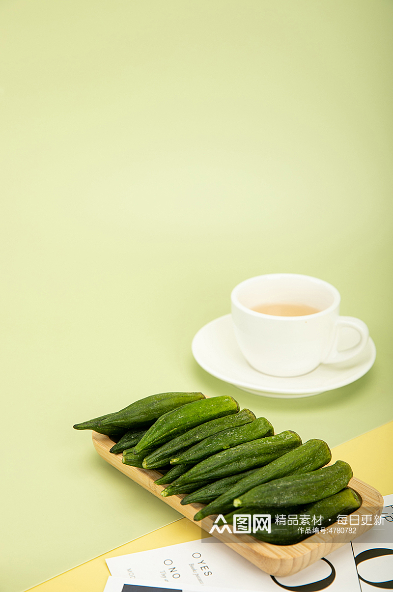 年货零食秋葵冻干蜜饯果脯摄影图照片素材