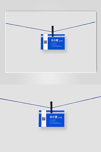 蓝色简约质感企业人物名片样机