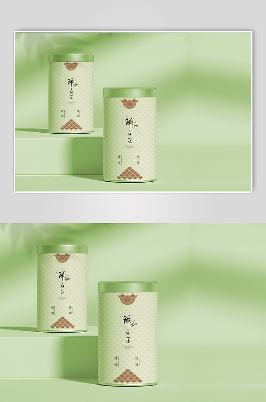 绿色清新茶叶盒包装样机设计模板