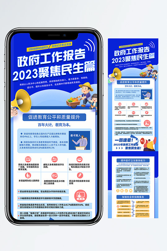 两会2023政府工作报告关注民生党建海报-众图网