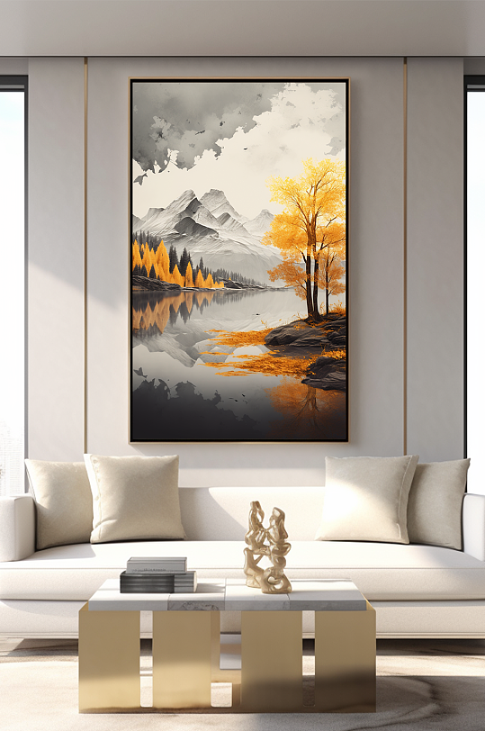 新中式意境典雅轻奢金箔装饰画客厅装饰画-众图网