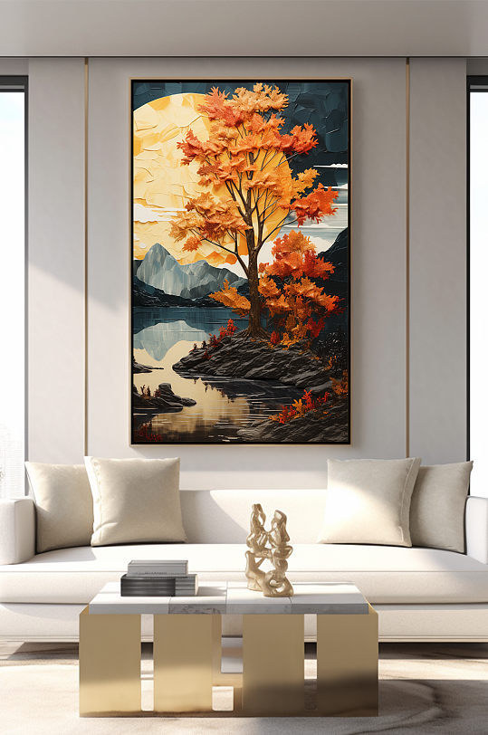 新中式意境典雅轻奢金箔装饰画客厅装饰画