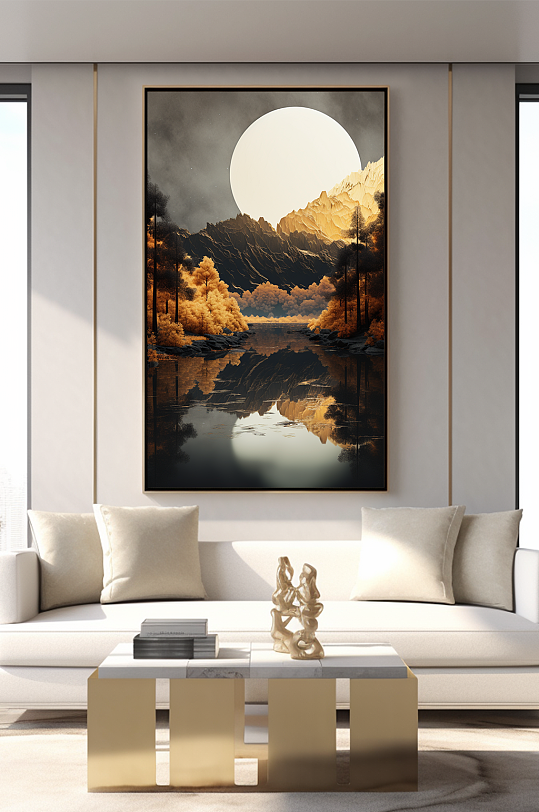 新中式意境典雅轻奢金箔装饰画客厅装饰画-众图网