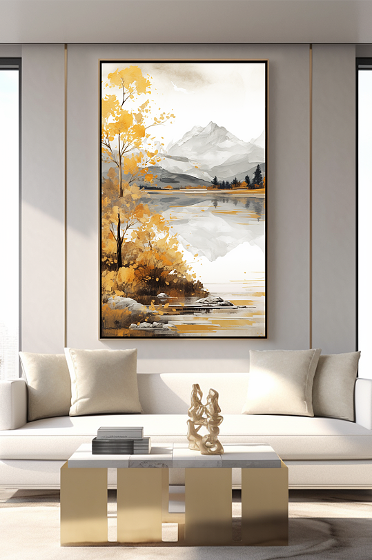 新中式意境典雅轻奢金箔装饰画客厅装饰画-众图网