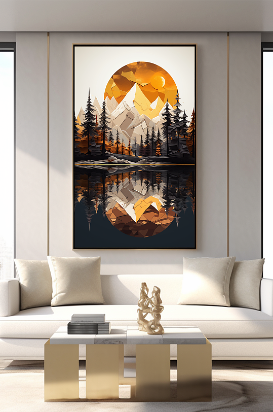 新中式意境典雅轻奢金箔装饰画客厅装饰画-众图网