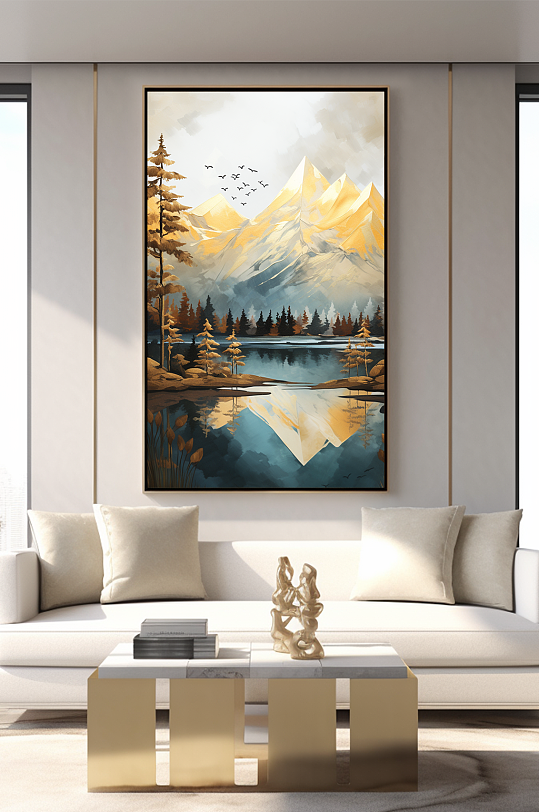 新中式意境典雅轻奢金箔装饰画客厅装饰画-众图网