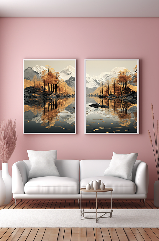 新中式意境典雅轻奢金箔装饰画客厅装饰画-众图网