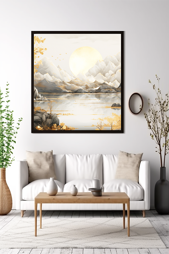 新中式意境典雅轻奢金箔装饰画客厅装饰画-众图网