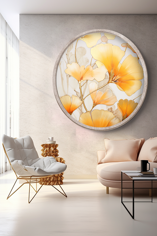 欧式金箔银杏叶抽象装饰画-众图网