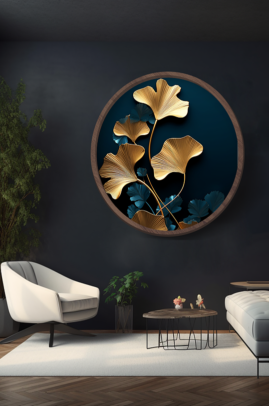 欧式典雅银杏叶金属质感-众图网