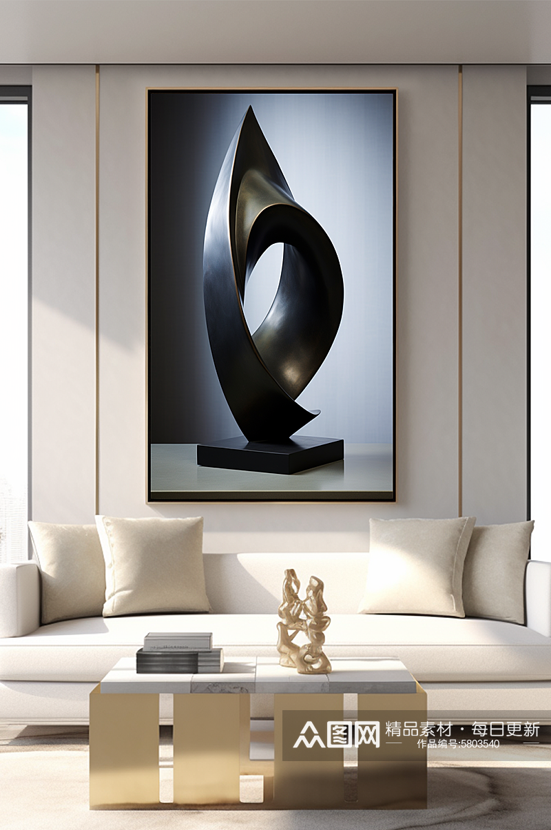 抽象扭曲铁质雕塑室内装饰画素材