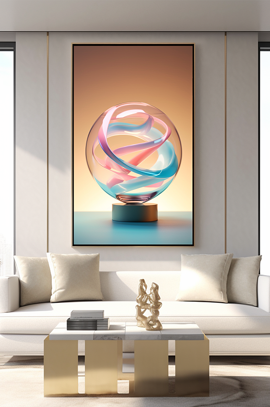 七彩玻璃雕塑室内装饰画-众图网